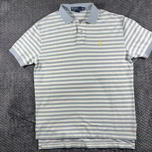 Polo by Ralph Lauren Shirt Mens Medium Striped Polo Preppy Short Sleeve Blue Wt